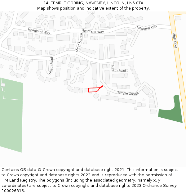 14, TEMPLE GORING, NAVENBY, LINCOLN, LN5 0TX: Location map and indicative extent of plot