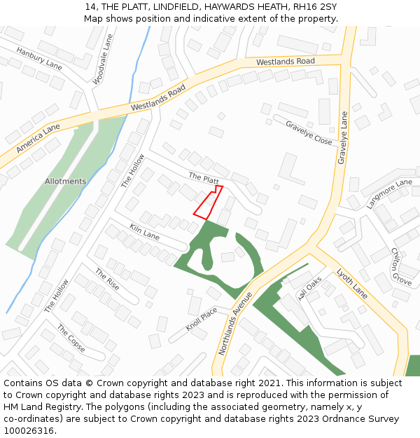 14, THE PLATT, LINDFIELD, HAYWARDS HEATH, RH16 2SY: Location map and indicative extent of plot