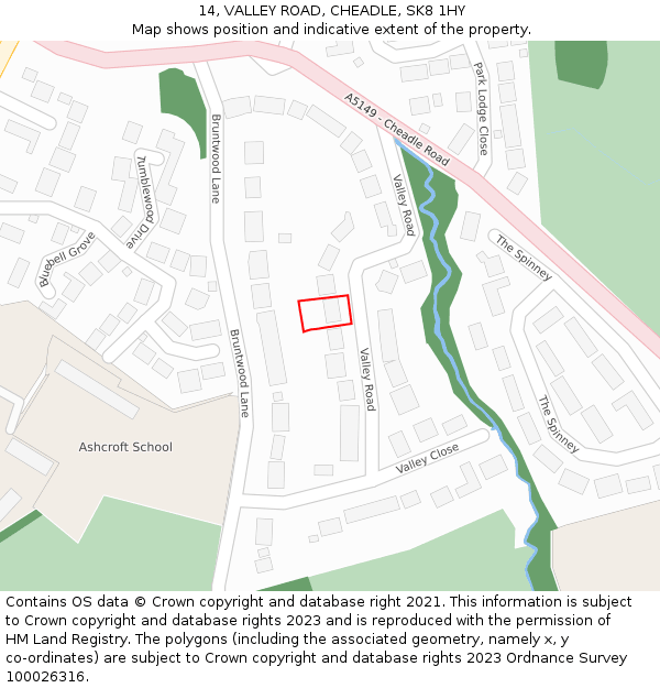 14, VALLEY ROAD, CHEADLE, SK8 1HY: Location map and indicative extent of plot