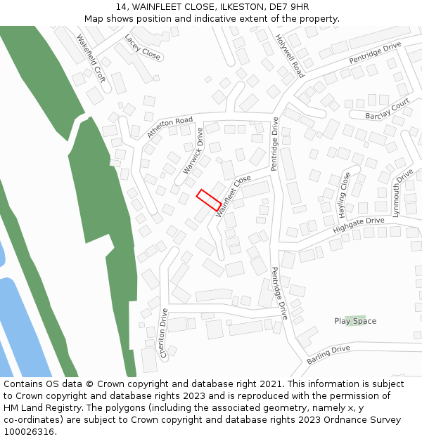 14, WAINFLEET CLOSE, ILKESTON, DE7 9HR: Location map and indicative extent of plot