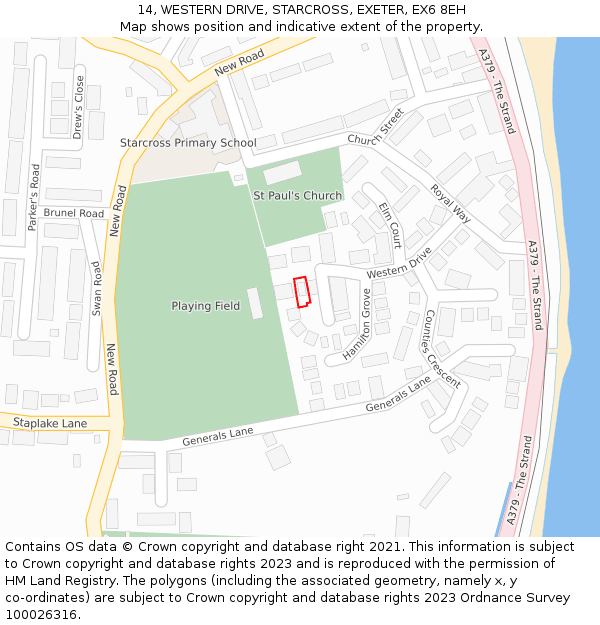 14, WESTERN DRIVE, STARCROSS, EXETER, EX6 8EH: Location map and indicative extent of plot