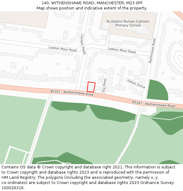 140, WYTHENSHAWE ROAD, MANCHESTER, M23 0PF: Location map and indicative extent of plot