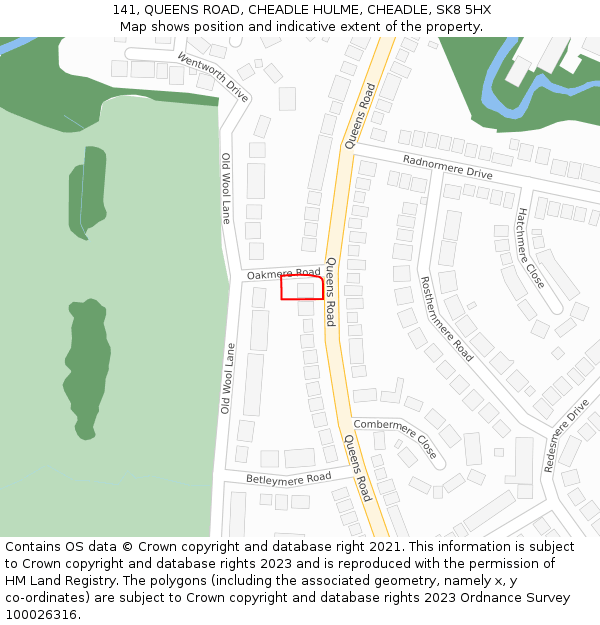 141, QUEENS ROAD, CHEADLE HULME, CHEADLE, SK8 5HX: Location map and indicative extent of plot