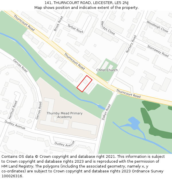 141, THURNCOURT ROAD, LEICESTER, LE5 2NJ: Location map and indicative extent of plot