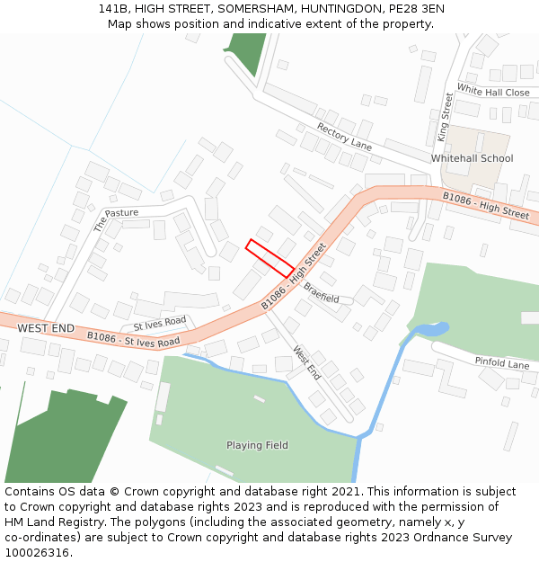 141B, HIGH STREET, SOMERSHAM, HUNTINGDON, PE28 3EN: Location map and indicative extent of plot