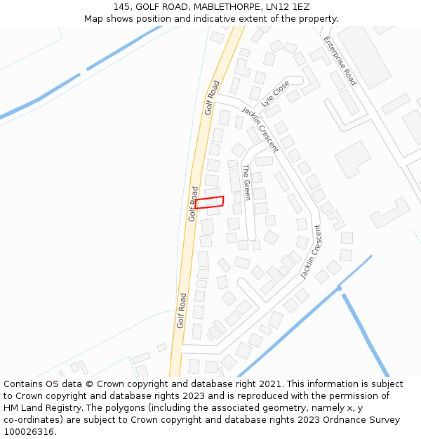 145, GOLF ROAD, MABLETHORPE, LN12 1EZ: Location map and indicative extent of plot