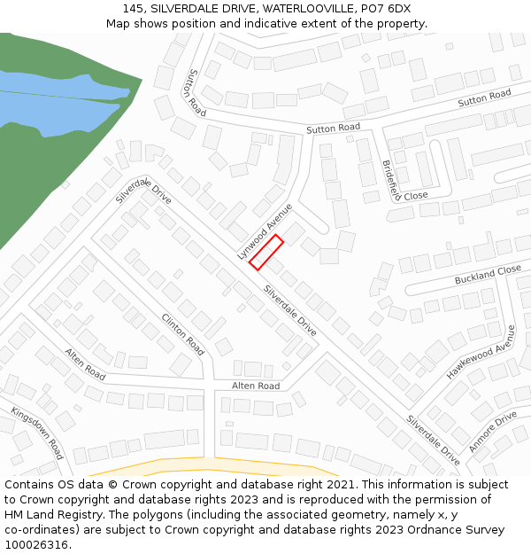 145, SILVERDALE DRIVE, WATERLOOVILLE, PO7 6DX: Location map and indicative extent of plot