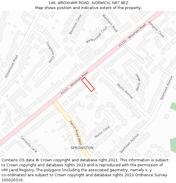 146, WROXHAM ROAD, NORWICH, NR7 8EZ: Location map and indicative extent of plot