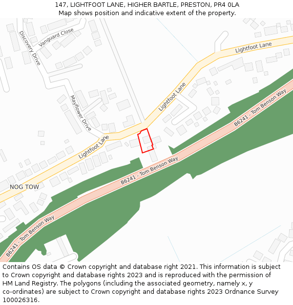 147, LIGHTFOOT LANE, HIGHER BARTLE, PRESTON, PR4 0LA: Location map and indicative extent of plot