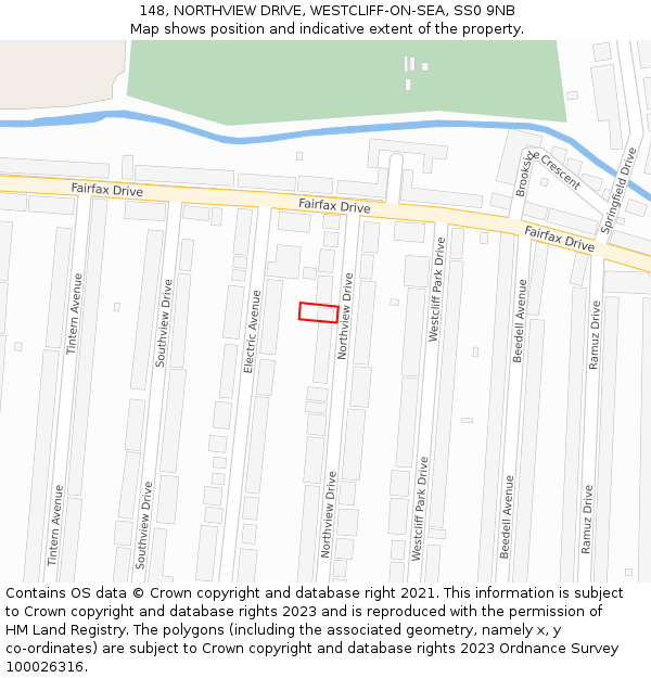 148, NORTHVIEW DRIVE, WESTCLIFF-ON-SEA, SS0 9NB: Location map and indicative extent of plot