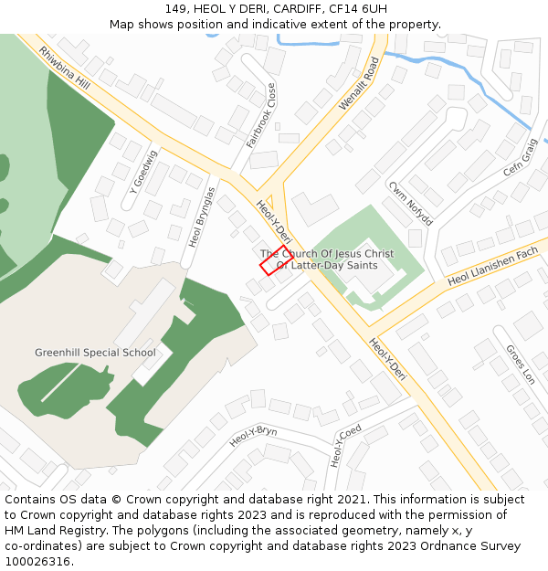 149, HEOL Y DERI, CARDIFF, CF14 6UH: Location map and indicative extent of plot