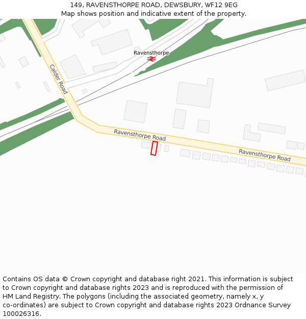 149, RAVENSTHORPE ROAD, DEWSBURY, WF12 9EG: Location map and indicative extent of plot