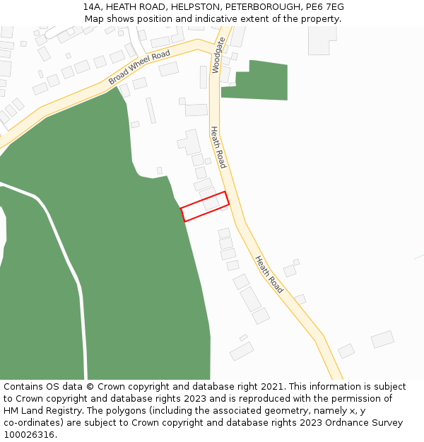 14A, HEATH ROAD, HELPSTON, PETERBOROUGH, PE6 7EG: Location map and indicative extent of plot