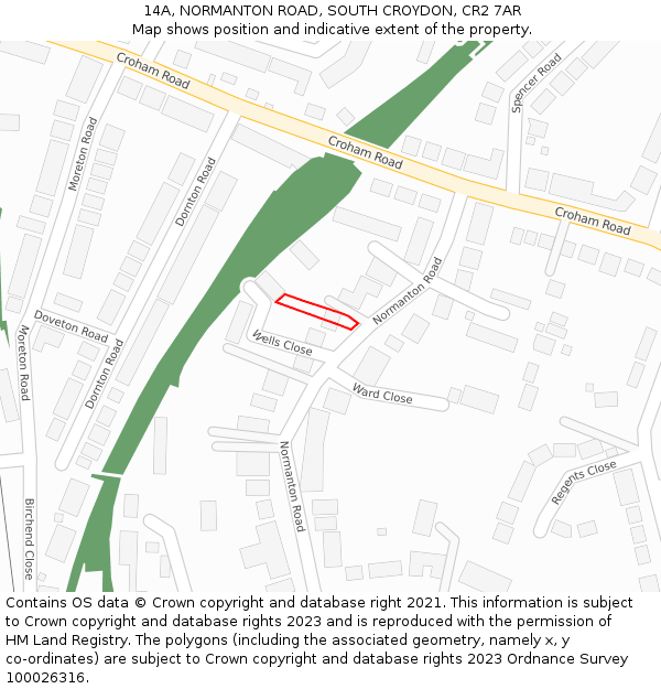 14A, NORMANTON ROAD, SOUTH CROYDON, CR2 7AR: Location map and indicative extent of plot