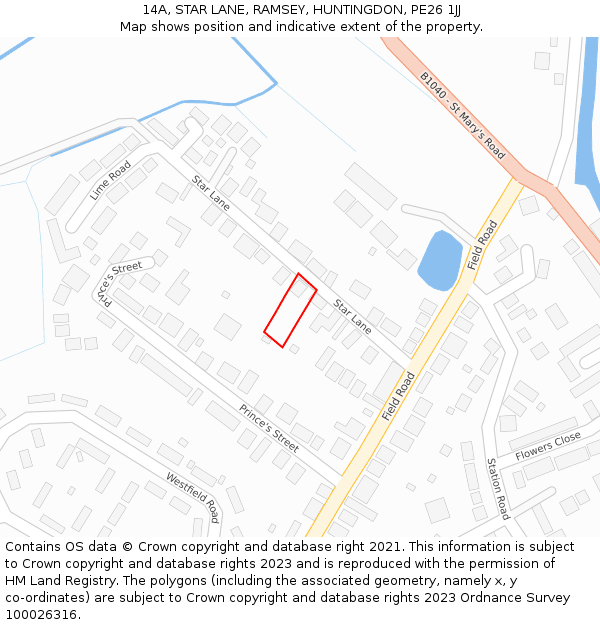 14A, STAR LANE, RAMSEY, HUNTINGDON, PE26 1JJ: Location map and indicative extent of plot