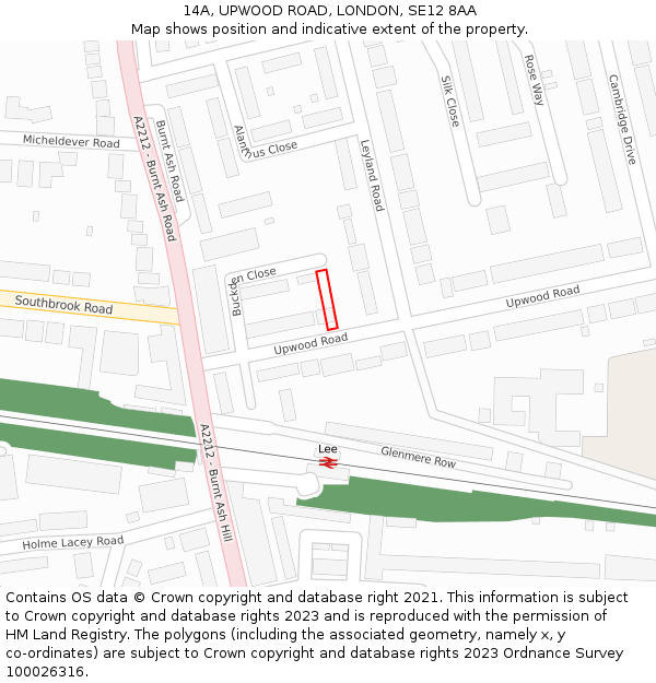 14A, UPWOOD ROAD, LONDON, SE12 8AA: Location map and indicative extent of plot