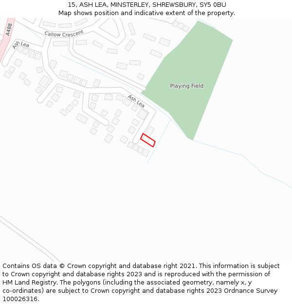 15, ASH LEA, MINSTERLEY, SHREWSBURY, SY5 0BU: Location map and indicative extent of plot