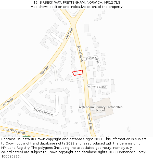 15, BIRBECK WAY, FRETTENHAM, NORWICH, NR12 7LG: Location map and indicative extent of plot