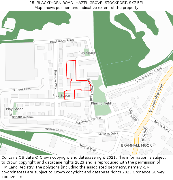 15, BLACKTHORN ROAD, HAZEL GROVE, STOCKPORT, SK7 5EL: Location map and indicative extent of plot