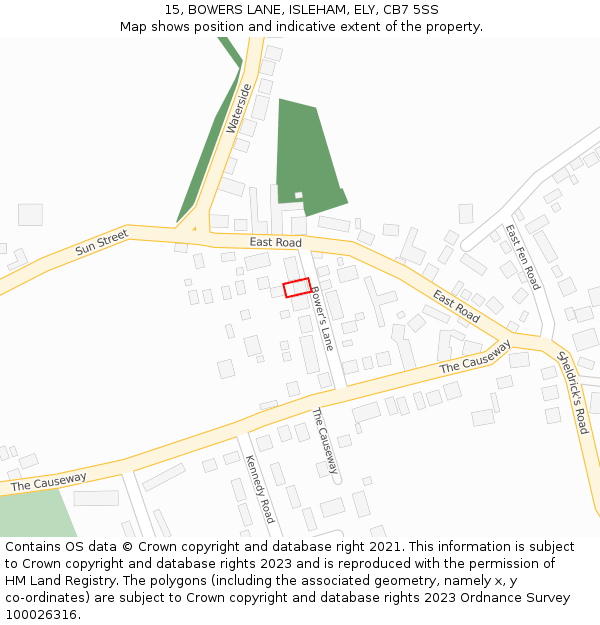 15, BOWERS LANE, ISLEHAM, ELY, CB7 5SS: Location map and indicative extent of plot