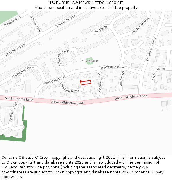 15, BURNSHAW MEWS, LEEDS, LS10 4TF: Location map and indicative extent of plot