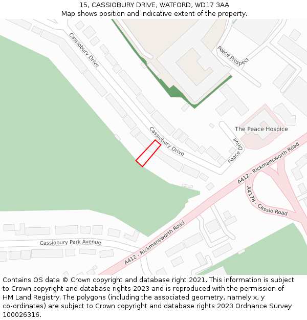 15, CASSIOBURY DRIVE, WATFORD, WD17 3AA: Location map and indicative extent of plot