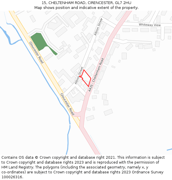 15, CHELTENHAM ROAD, CIRENCESTER, GL7 2HU: Location map and indicative extent of plot