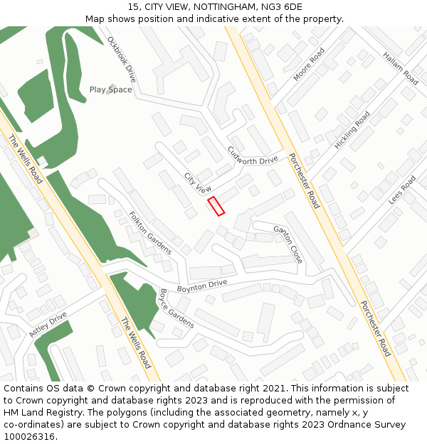 15, CITY VIEW, NOTTINGHAM, NG3 6DE: Location map and indicative extent of plot