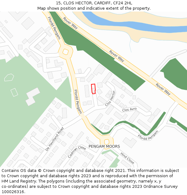 15, CLOS HECTOR, CARDIFF, CF24 2HL: Location map and indicative extent of plot