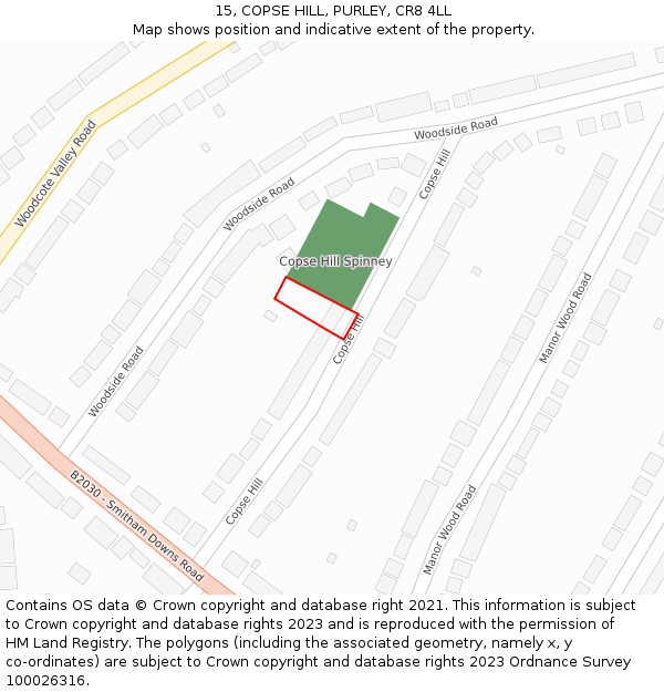 15, COPSE HILL, PURLEY, CR8 4LL: Location map and indicative extent of plot