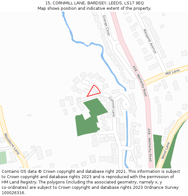 15, CORNMILL LANE, BARDSEY, LEEDS, LS17 9EQ: Location map and indicative extent of plot