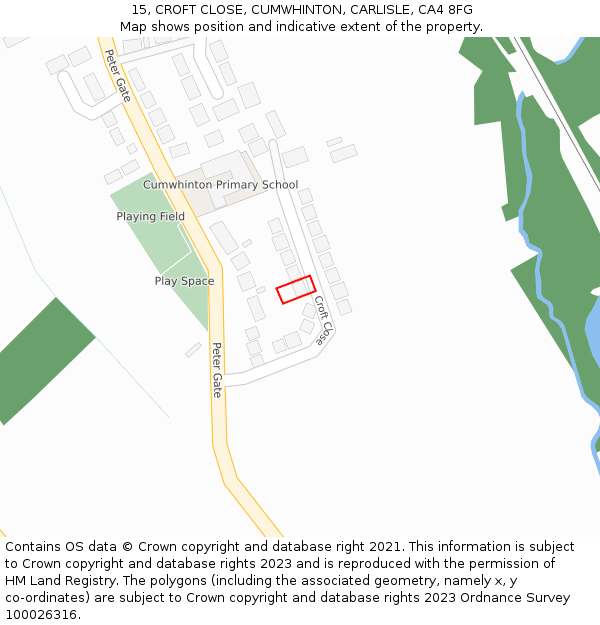 15, CROFT CLOSE, CUMWHINTON, CARLISLE, CA4 8FG: Location map and indicative extent of plot