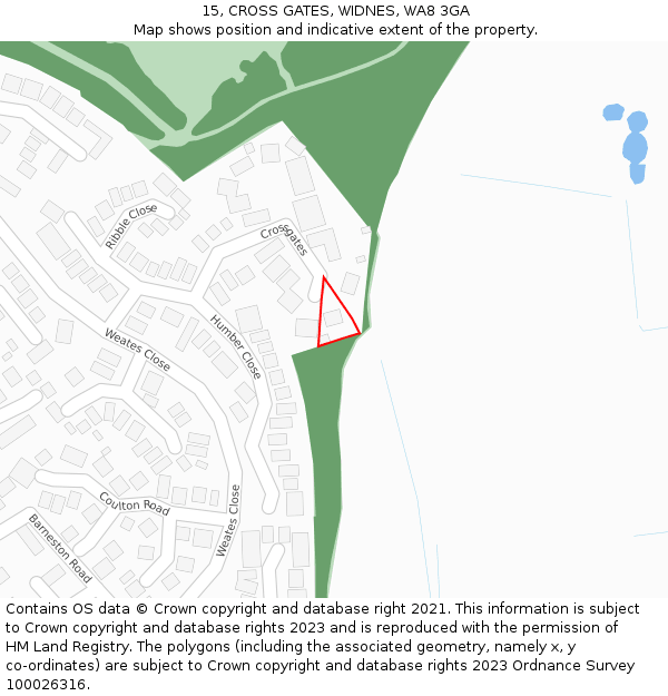 15, CROSS GATES, WIDNES, WA8 3GA: Location map and indicative extent of plot