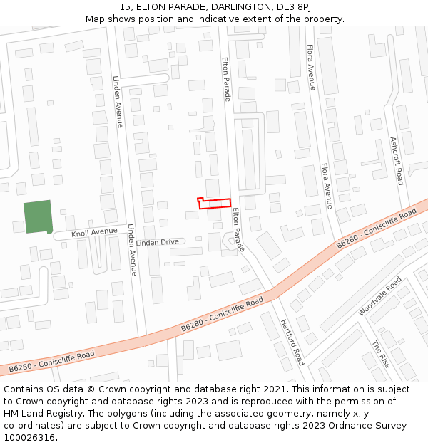 15, ELTON PARADE, DARLINGTON, DL3 8PJ: Location map and indicative extent of plot