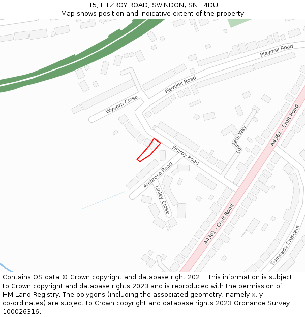 15, FITZROY ROAD, SWINDON, SN1 4DU: Location map and indicative extent of plot