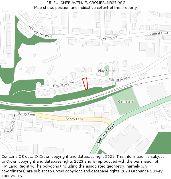 15, FULCHER AVENUE, CROMER, NR27 9SG: Location map and indicative extent of plot