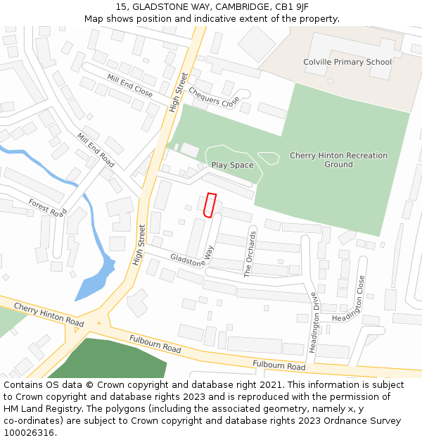 15, GLADSTONE WAY, CAMBRIDGE, CB1 9JF: Location map and indicative extent of plot