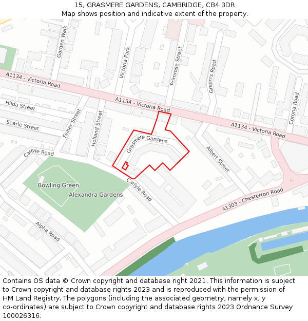 15, GRASMERE GARDENS, CAMBRIDGE, CB4 3DR: Location map and indicative extent of plot