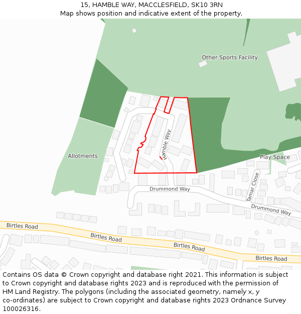 15, HAMBLE WAY, MACCLESFIELD, SK10 3RN: Location map and indicative extent of plot