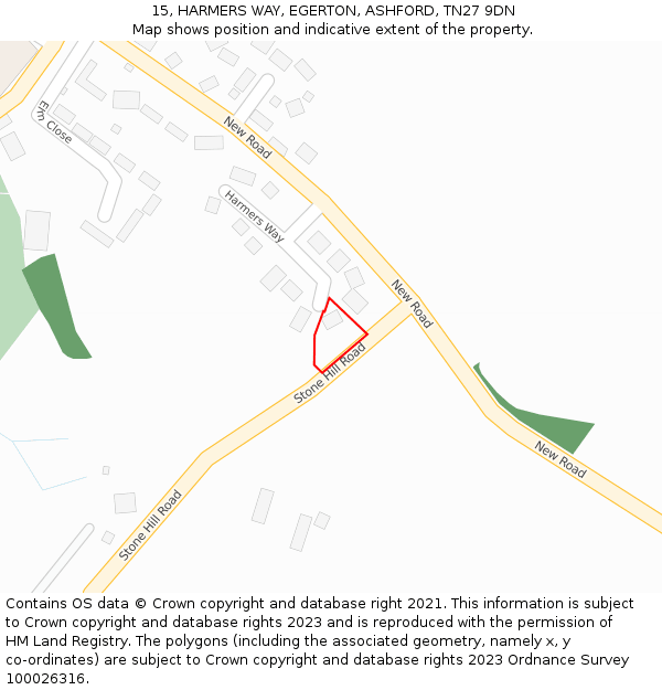 15, HARMERS WAY, EGERTON, ASHFORD, TN27 9DN: Location map and indicative extent of plot