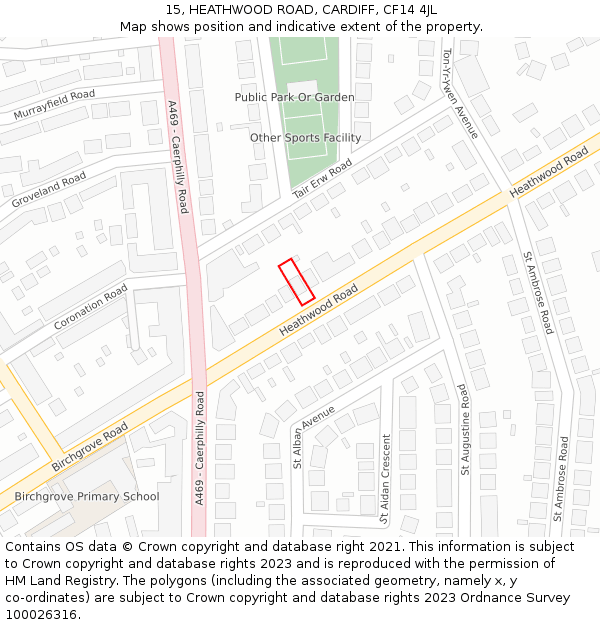 15, HEATHWOOD ROAD, CARDIFF, CF14 4JL: Location map and indicative extent of plot