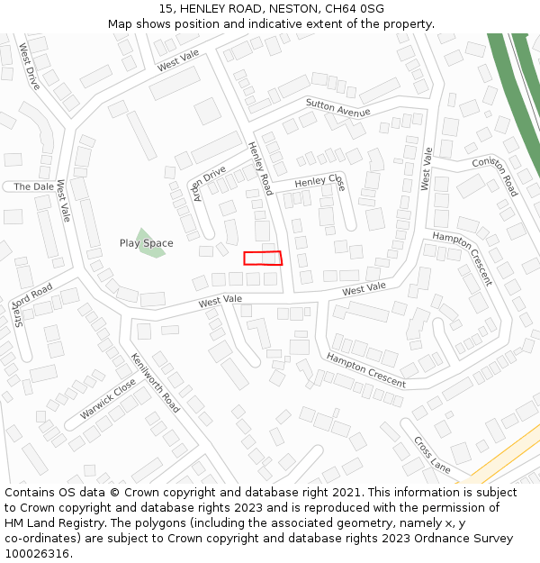 15, HENLEY ROAD, NESTON, CH64 0SG: Location map and indicative extent of plot