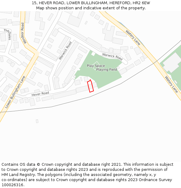 15, HEVER ROAD, LOWER BULLINGHAM, HEREFORD, HR2 6EW: Location map and indicative extent of plot