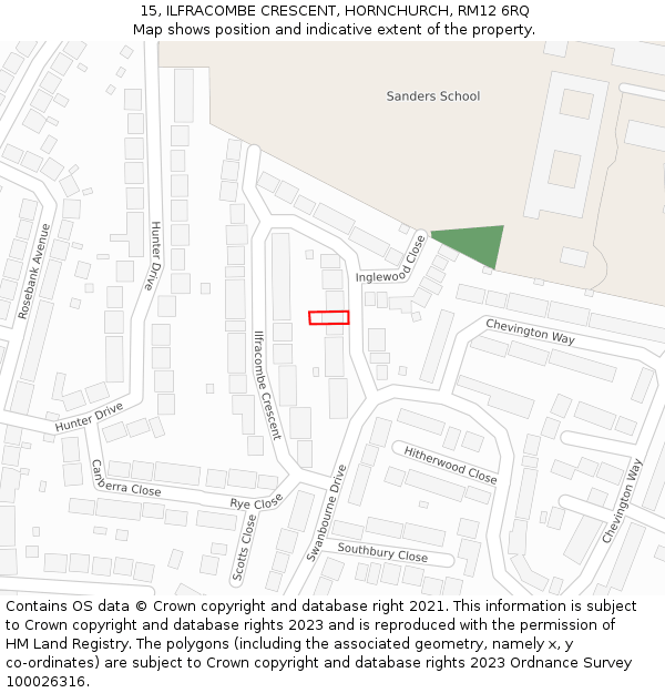 15, ILFRACOMBE CRESCENT, HORNCHURCH, RM12 6RQ: Location map and indicative extent of plot