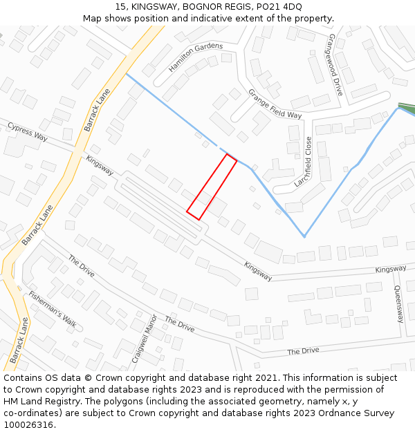 15, KINGSWAY, BOGNOR REGIS, PO21 4DQ: Location map and indicative extent of plot