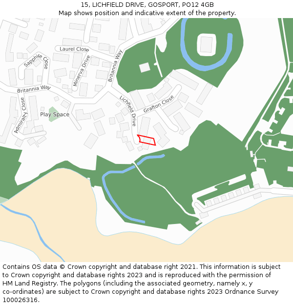 15, LICHFIELD DRIVE, GOSPORT, PO12 4GB: Location map and indicative extent of plot