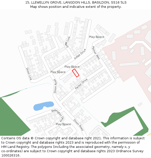 15, LLEWELLYN GROVE, LANGDON HILLS, BASILDON, SS16 5LS: Location map and indicative extent of plot