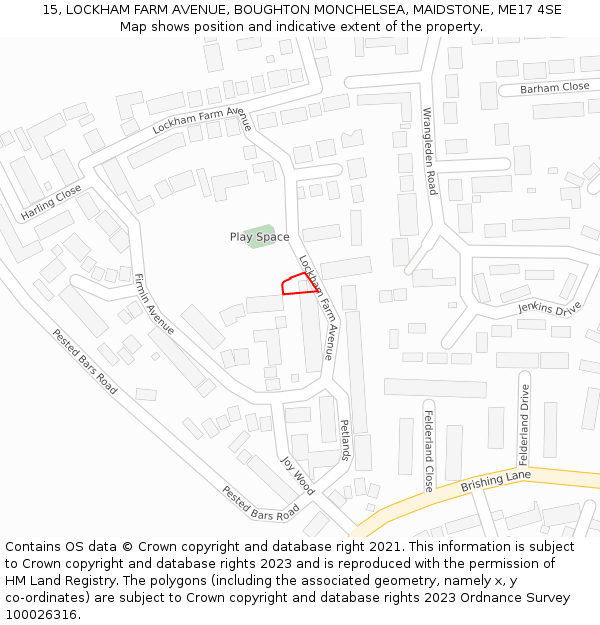 15, LOCKHAM FARM AVENUE, BOUGHTON MONCHELSEA, MAIDSTONE, ME17 4SE: Location map and indicative extent of plot