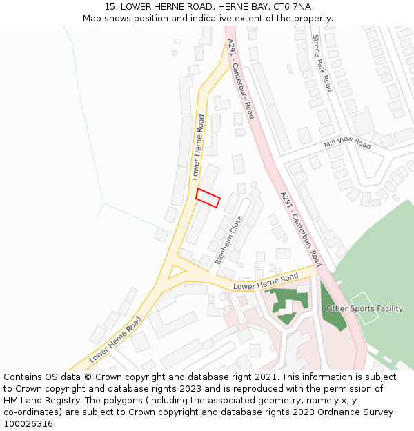 15, LOWER HERNE ROAD, HERNE BAY, CT6 7NA: Location map and indicative extent of plot