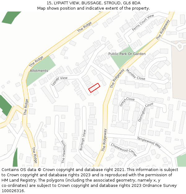 15, LYPIATT VIEW, BUSSAGE, STROUD, GL6 8DA: Location map and indicative extent of plot